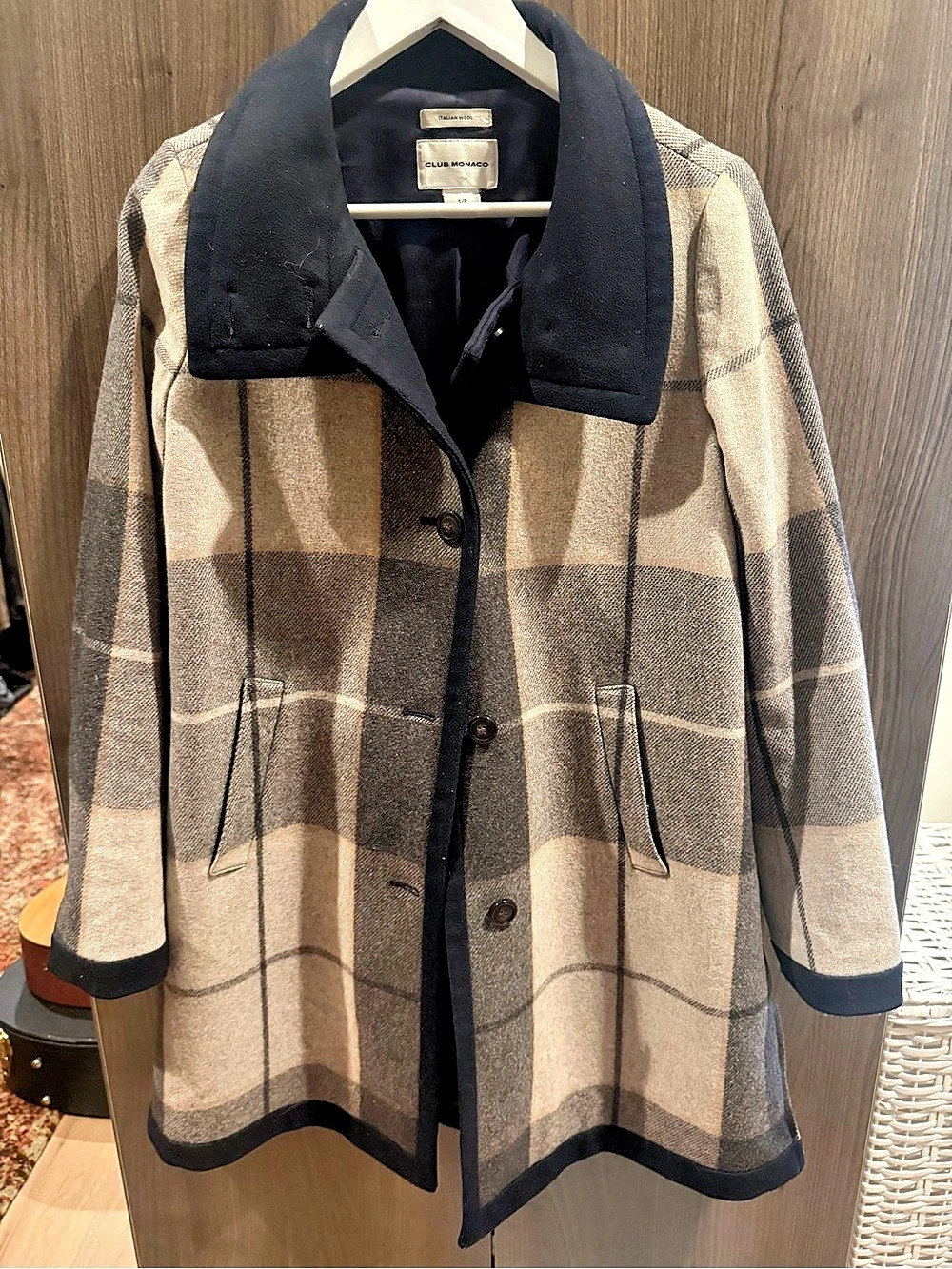 Club Monaco Plaid Wool Coat
